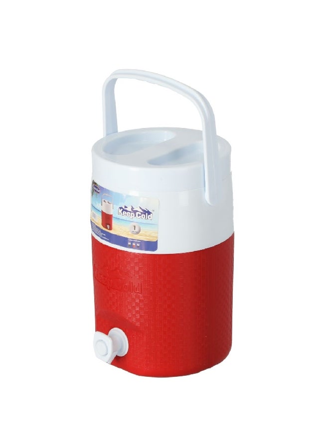 كوزموبلاست MFKCXX002 كيب كولد إبريق مبرد للمياه بلاستيكي خالي من البي بي ايه أحمر وأبيض 1 جالون - Image 2